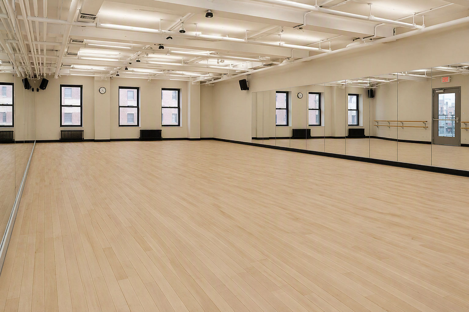 Professional dance studio featuring a Robbins L-Evate™ Rhythm sprung dance floor